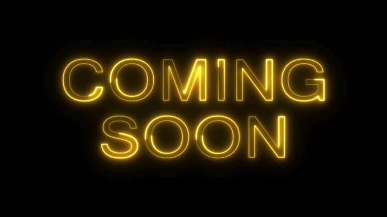4k Glowing yellow neon text Coming Soon